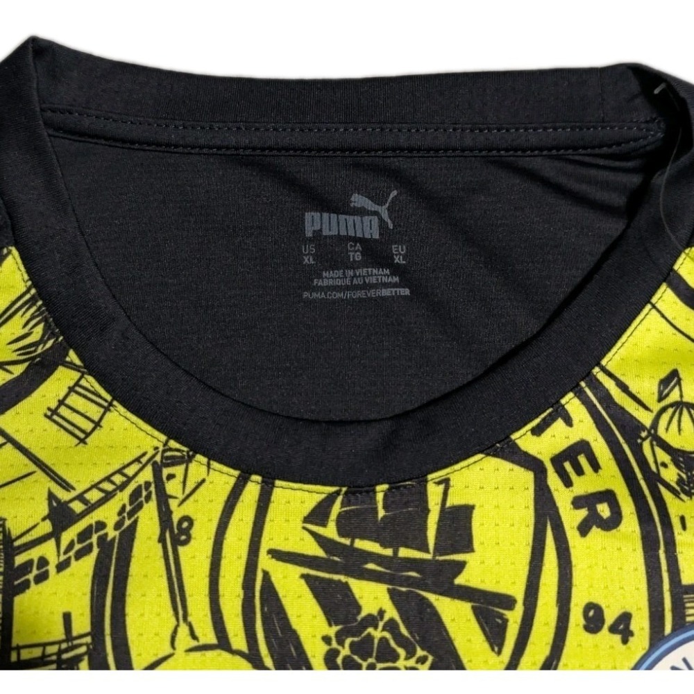Puma Manchester City Prematch Jersey XL Yellow Black DryCELL Soccer Shirt NWT - Picture 4 of 8